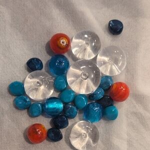 Glass and Acrylic Bead Mix - Blue, Turquoise, Clear & Orange Craft Set